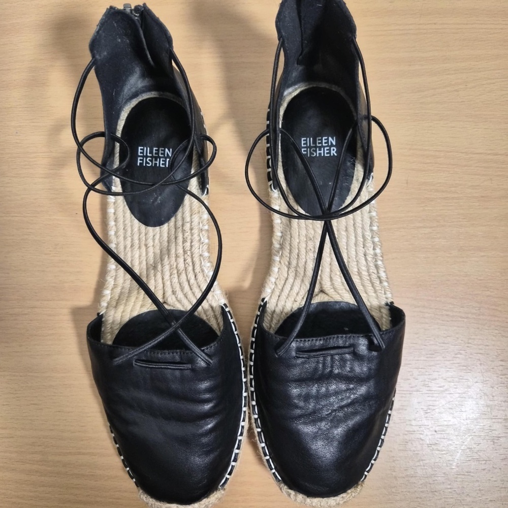 Eileen Fisher Womens Balletcore Lace Espadrille Strappy Leather Sandals US 10 - Picture 6 of 11